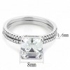 Slickblue Clear Cubic Ring Set for Women - Polished Stainless Steel, Square 8mm Stone, Wedding Jewelry, Sizes 5-10 - 3 of 4