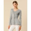 Allegra K Women's Slim Fit V-Neck Long Sleeve Ribbed Pullover Knitted Peplum Sweater - 3 of 4