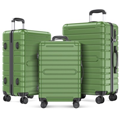 SKONYON 3 Piece Hard shell Luggage Sets Checked Spinner Luggage Set with YKK Zipper and TSA Lock