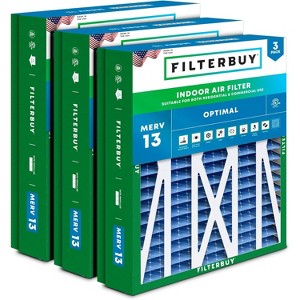 Filterbuy 21x21.5x5 Air Filter (3-Pack), Pleated MERV 13 Health Defense Replacement HVAC AC Furnace Filters for Trane Perfect Fit & American Standard - 1 of 4