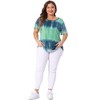 Agnes Orinda Women's Plus Size Round Neck Short Sleeve Multi Color Dye Casual Blouses - 3 of 4