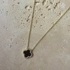 Adornia 14k Yellow Gold Plated CZ Black Clover Necklace - 3 of 4