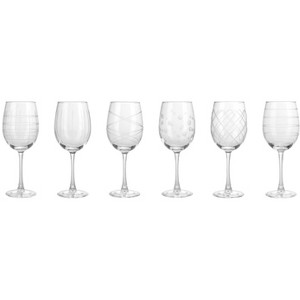Fifth Avenue Crystal Medallion Wineglasses Set of 6, 15.5 oz, Long Stem Durable Glass Cups, Textured Etched Patterns - 1 of 4