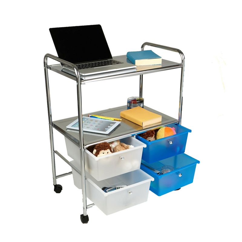 Mind Reader All Purpose Utility Cart with Handles and 4 Storage Drawers, 3 of 14