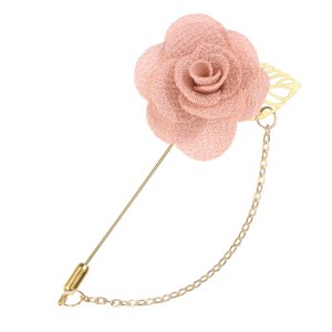 Unique Bargains Wedding Camellia Flower Lapel Pin with Leaf Brooch for Men Suit 3.5 x 1.6 Inch 1 Pc - 1 of 4
