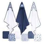 The Peanutshell 3pk Baby Hooded  Bath Towels and 20pk Washcloths Bath Set, 23-Piece, Blue Dino