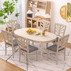 VECELO Rustic Wooden Dining Chairs, Rubber Wood Kitchen Chairs with Padded Seat & Elegant Hollowed Backrest, Gray - 3 of 4