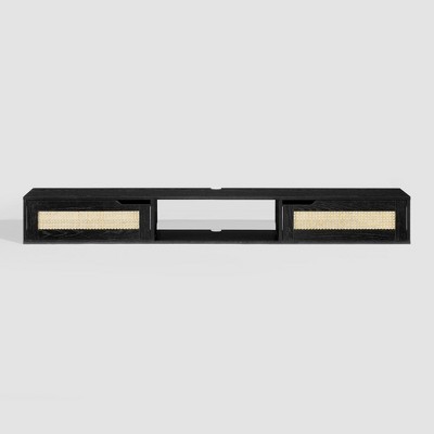 Saracina Home Modern Boho Floating TV Stand for TVs up to 80" with Rattan Doors
