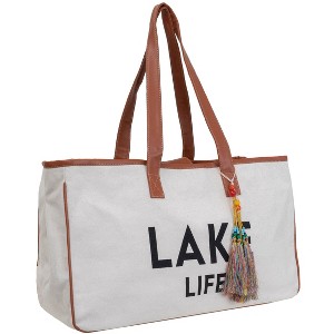 Magid Canvas Slogan Tote "LAKE LIFE" - 1 of 4