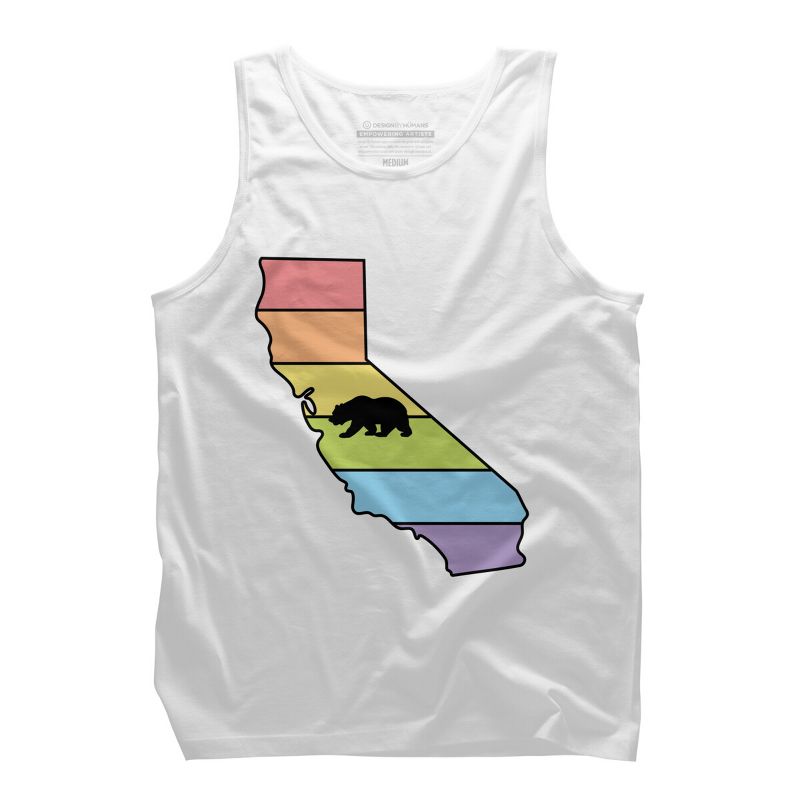 Adult Design By Humans California State Bear Pride Rainbow Flag By mellowrainbowTank Top, 1 of 3