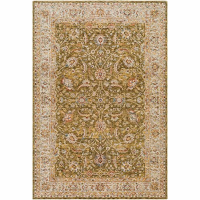 Hauteloom Dyan Green Textured Rug with Fringes