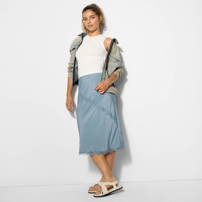 Women's Lace Trim Midi A-Line Skirt - Wild Fable™