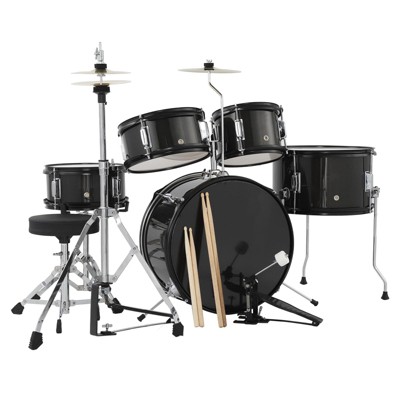 5 Piece Kids Drum Set, Junior Drum Kit with Bass Drum, Tom, Snare Drum, Hi-Hat, Cymbal and Drum Pedal
