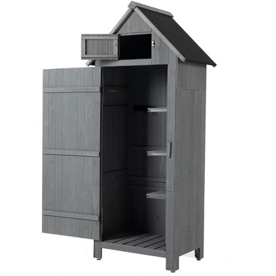 NicBex 70.5 Inch Tall Outdoor Storage Shed with Lockable Door and Waterproof Roof for Backyard Garden,Patio