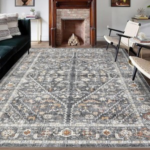 TackView Washable Low Pile Soft Design, Non-Slip, Stain Resistant, Vintage Distressed, for Living Room, Kitchen, Entryway - 1 of 4