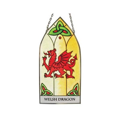 Slickblue Gothic Stained Glass Panel – 7.8" Hanging Decor Featuring Celtic, Scottish & Welsh Heritage Designs