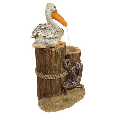Pelican's Seashore Roost Resin Sculptural Water Fountain with LED Light