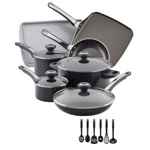 LunaLulink 17-Piece High Performance Nonstick Aluminum Pots and Pans Set, Cookware Set, Black - 1 of 4