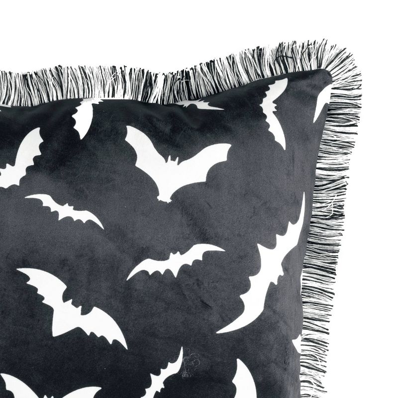 18&#34;x18&#34; Swarm of Bats Halloween Square Throw Pillow Black - Lush D&#233;cor, 4 of 10