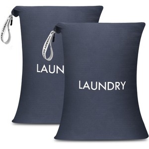 2 Pack Travel Laundry Bags, Washable Nylon Wet Dry Bags for Dirty Clothes, Swimsuits & Workout Gear - 1 of 4