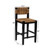 Storied Home Willowbrook Counter Height Barstool Black: Mahogany Frame, Handwoven Seagrass, No Assembly Required - 4 of 4