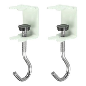Unique Bargains Steel Adjustable Hanging Bag Desk Mount Utility Rabbit J Hooks 2 Pcs - 1 of 4