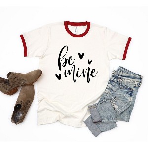 Simply Sage Market Women's Be Mine Cursive Short Sleeve Ringer Tee - 1 of 3