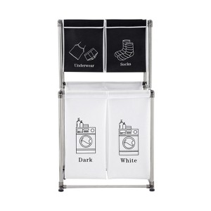SEVOBAL Laundry Bags and Baskets Laundry Hamper 2 Tier Laundry Sorter with 4 Removable Bags for Organizing Clothes, Laundry, Black, 22"*16.5"*34.6" - 1 of 4