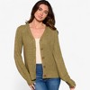 Amaryllis Women's Textured Knit Button-Up Cardigan V-Neck Long Sleeve Classic Ribbed Hem Layering Sweater with Cozy Fit - 2 of 4