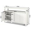 Syemin Decorative Storage Cabinet with 4 Doors and Shelves, Decorative Louvered Doors Cabinet for Hallway, Kitchen, - 2 of 4