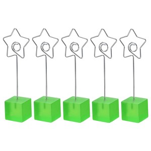 Unique Bargains Metal Resin Cube Base Star Shape Pictures Memo Place Card Holder 5 Pcs - 1 of 4