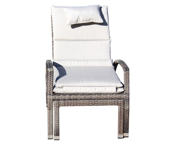 Beach Front Deck Chair To Chaise Lounge Combo - Taupe - Courtyard Casual