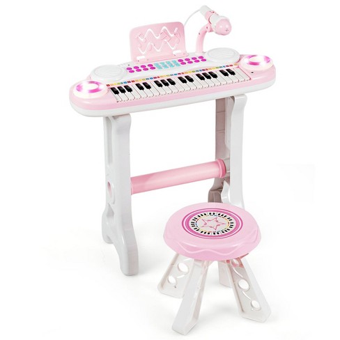 Costway 31 Key Kids Piano Keyboard Toy Toddler Musical Instrument w/  Microphone Pink