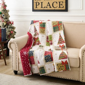 Greenland Home Fashions Throw Blanket – Deck the Halls Design, 50x60, Festive Holiday Accent - 1 of 4