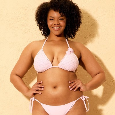 Shade & Shore Women's Crochet Rosette Triangle Bikini Top - Shade & Shore™ Pink M — фото 4