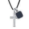 Steeltime Men's two tone black ip and stainless steel spinning Lords prayer cross and square dog tag pendant. Color Options: Red, Blue, Green, Brown - 2 of 4