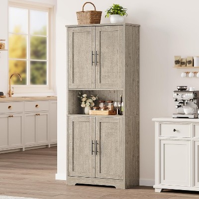 70 in Tall Kitchen Storage Pantry Cabinet with 4 Doors and Adjustable Shelves, Freestanding Cupboard for Dining Room, Bathroom, Laundry Room