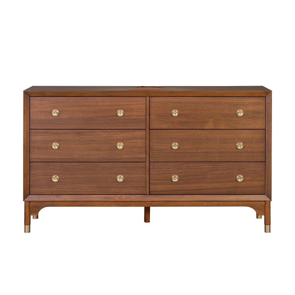 Photos - Dresser / Chests of Drawers Furniture of America Forma Mid Century 6 Drawer Dresser with English Dovetails Walnut