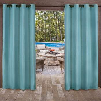Set of 2 Delano Indoor/Outdoor Heavy Textured Grommet Top Light Filtering Window Curtain Panels - Exclusive Home