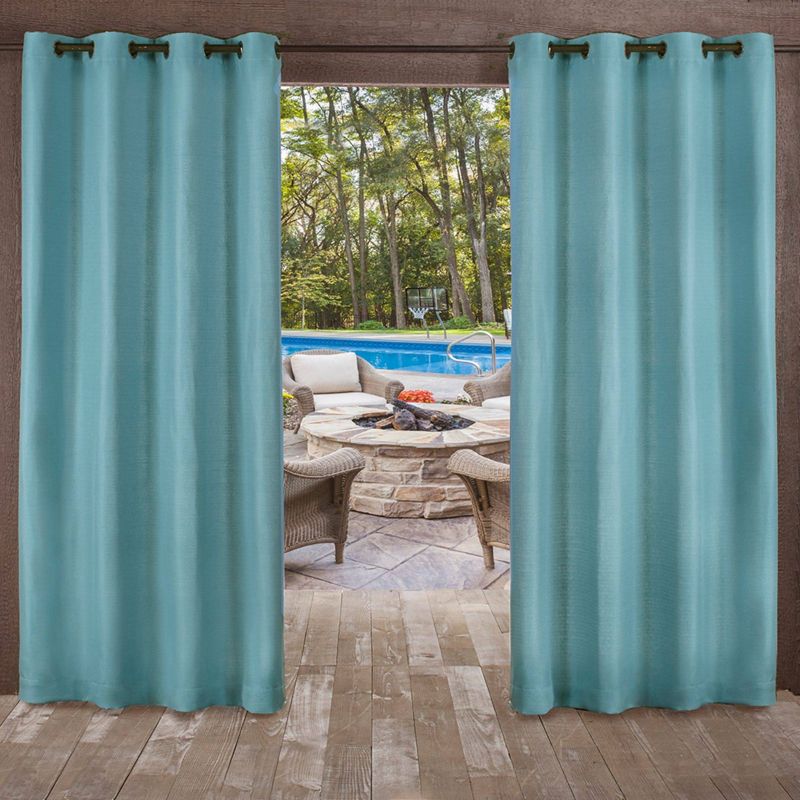 Set of 2 Delano Indoor/Outdoor Heavy Textured Grommet Top Light Filtering Window Curtain Panels - Exclusive Home, 1 of 10