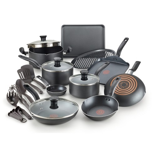 T fal 20pc Simply Cook Nonstick Cookware Set Black