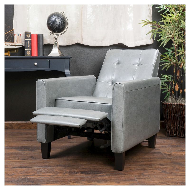Christopher Knight Home Ethan Tufted Bonded Leather Recliner Chair - Dark Gray, 4 of 6