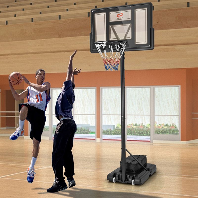Costway Portable Basketball Hoop 11-Level Height Adjustable Basketball Hoop & Goal, 4 of 11