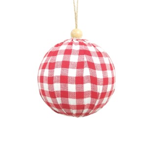 Vickerman Plaid Cloth Ball Ornament - 1 of 3