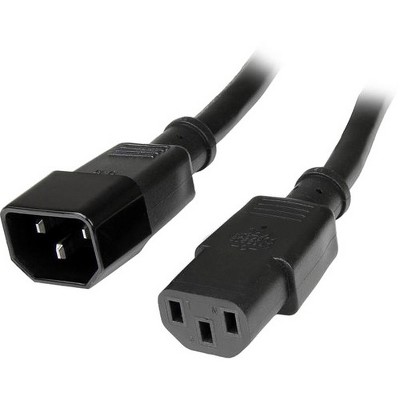 StarTech.com 3 ft 14AWG Computer Power Cord Extension - C14 to C13 Power Cable - 3ft - IEC 60320 C13 - IEC 60320 C14 250V AC - 15A - Black