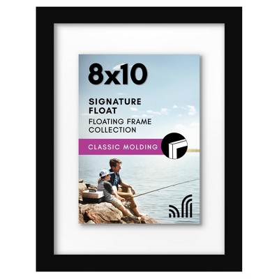 Americanflat Black Floating Frame | Displays any size photo up to 8x10 inches. Lead Free Glass. Hanging Hardware Included!