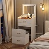 ACEPANO 48.9 in. H 3 in 1 Clear Glass Top Vanity with Open-Top Mirror, 3 Drawers & Stool for Bedroom-White - 2 of 4
