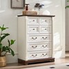 Dresser Chest with Wooden Base & Riser Trim, Wooden Rustic Rustic Chest of Drawers, Accents Cabinet Storage Dresser for -- Frevyn - 2 of 4