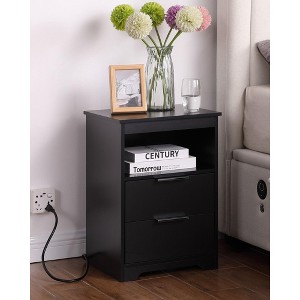PAGED Nightstand with Drawers, Contemporary End Table with Open Space, Bedside Table for Bedroom, Living Room - 1 of 4