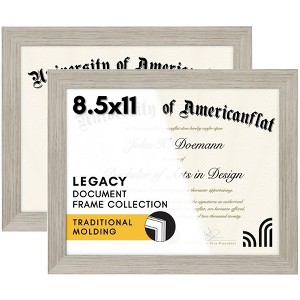 Americanflat 8.5x11 Diploma Frame with Shatter-Resistant Glass - Set of 2 - Document Frame with Engineered Wood - Legacy Collection - Driftwood - 1 of 4